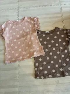 b.ROOM ドット柄 フリル半袖Tシャツ 2枚セット　サイズ120のサムネイル