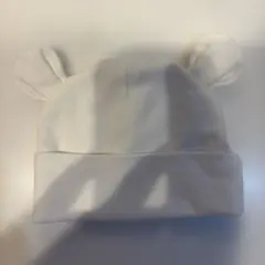 ベビー用 くま耳付きニット帽 ホワイト