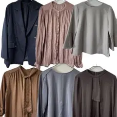 オフィスカジュアル 6点セット まとめ買い 長袖ブラウス ジャケット