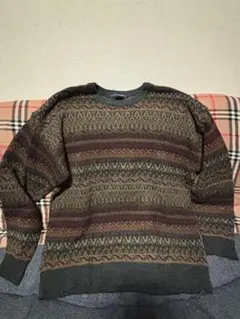 IVY CREW CLASSICS 総柄 ニット セーター L 渋色 古着