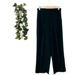 【M】 GU ジーユー カットソースラックス センタープレス ウエストゴム 黒