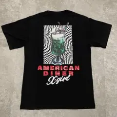 美品 X-girl エックスガール Tシャツ 黒 クリームソーダ バックプリント