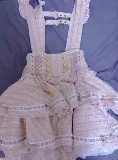 LIZLISA はしごリボンツイードティアードスカパン ピンク