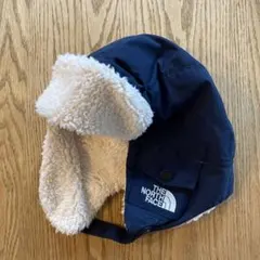 美品 THE NORTH FACE キッズ用 ネイビー 耳あて付きキャップ