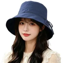 特価❣️UVカット 帽子 ネイビー レディース つば広 日焼け防止 紫外線カットのサムネイル
