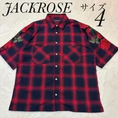 ジャックローズ　JACKROSE オンブレチェックシャツ　サイズ4 薔薇刺繍のサムネイル