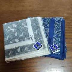 YSL ペイズリー柄 綿100％ハンカチ 2枚セット