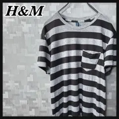 H&M エイチアンドエム 半袖 Tシャツ ボーダー メンズ M程度 ポケットのサムネイル