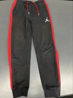 バスケ 防寒 ジャージ スェットJordan エアジョーダン ロングパンツ 黒赤
