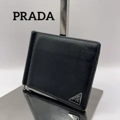 PRADA マネークリップ 三角ロゴ サフィアーノレザー ブラック - メルカリ