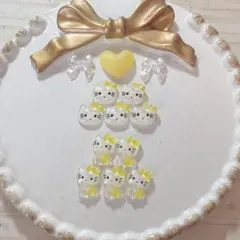 キティちゃん(イエロー)ネイルパーツ 10個セット(パーツおまけ)