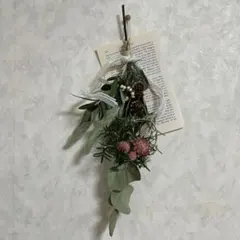 ドライフラワースワッグ リボン付き　シンプルスリム　ワンコイン