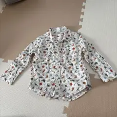 GAP100㎝　恐竜柄 長袖シャツ ホワイト