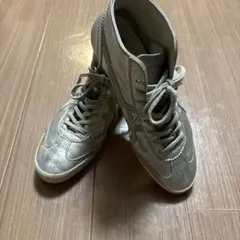 オニツカタイガー シルバー レザー ハイカットスニーカー