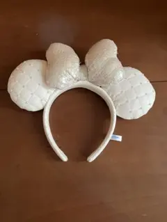 ディズニー ミニー キルティングカチューシャ スパンコール パール ホワイト