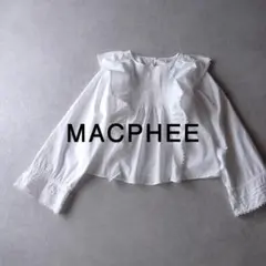 マカフィーMACPHEEリネン100%バンドカラーシャイニーハーフスリーブ