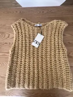 ZARA イエローニットベスト Mサイズ
