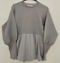 アダムエロペ系列 パフスリーブ グレー セーター