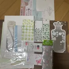 ハンドメイド素材セット ペーパーアイテム シール リボン　使いかけ