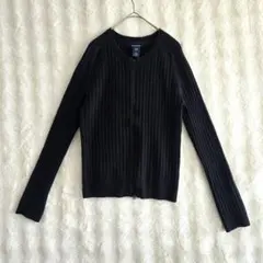 GAP リブニット ダブルジップ カーディガン 黒 M コットン