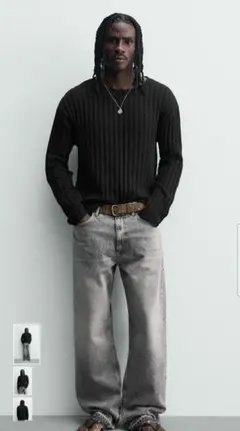【即完売】ZARA ザラ プリントテクスチャーセーター　Mサイズ　ディーゼルのサムネイル