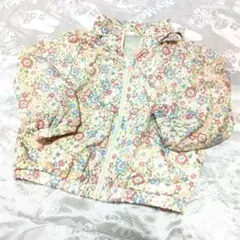 キッズ　ウィンドブレーカー　花柄　100cm フード　アウター