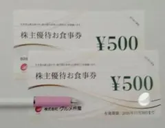 グルメ杵屋株主優待券 ¥500×2枚 2027年5月まで ネコポス配送 魚べい