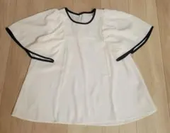 NOLLEY’S ノーリーズ　黒パイピング　白ブラウス　リボン付