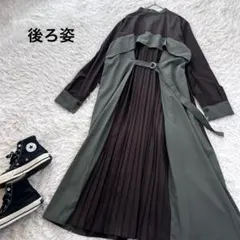 アズノウアズ オオラカ コートっぽくワンピ バックプリーツ フレア 大きいサイズのサムネイル