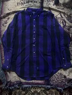 Polo by Ralph Lauren XL 紫黒ストライプシャツ