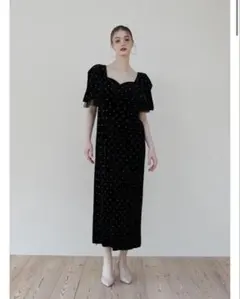 ACKA bijou dot velours dress - メルカリ