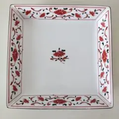 未使用級】たち吉 赤絵鳳凰 盛皿 籐持ち手付 角鉢 盛鉢 京焼 和食器