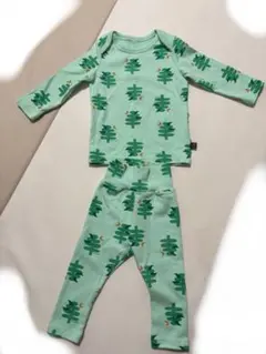 未使用 モイモルン ミントグリーン 木の葉柄 ベビー服 セットアップ 80cmのサムネイル