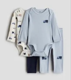 H&M コットンジャージー２ピースセット トラック柄 ベビーパジャマ