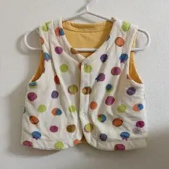 【美品】KP カラフル水玉ベビーベスト　80cm パイル生地