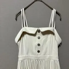 アンジービー　プリーツロングワンピース(M)オフ ホワイトビスチェ風大人かわいいのサムネイル