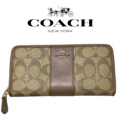 【美品】COACH 長財布 ベージュ ブラウン