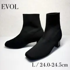 EVOL イーボル スクエアトゥニットブーツ L ブラックのサムネイル