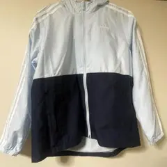 adidas フード付きジャケット 160cm 水色/ネイビー