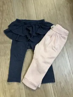 UNIQLO スカッツ　フリル付きレギンス 80cm ネイビー/ピンク