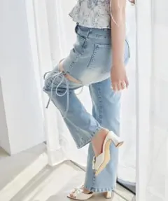 サイドあき美脚ストレッチデニム