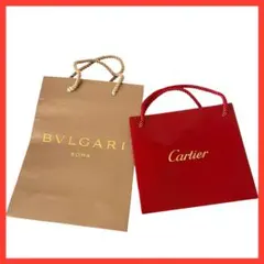 ★1日限定値下‼️美品★ブルガリ・カルティエ ショッパー 2点 赤 金