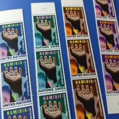 6717 外国切手 国連 1975年 ナミビア委員会 3ブロック4種セット