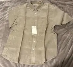 未使用タグ付き　フレンチリネン 半袖シャツ Sサイズ ライトグリーン　無印