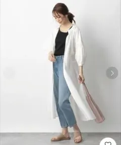 GLOBAL WORK 袖フワボイル7部袖シャツワンピース Ｆ