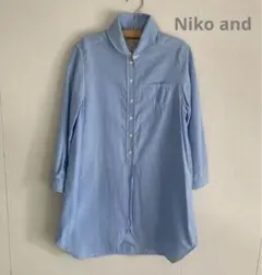 Niko and ニコアンド 丸襟 七分袖 デザイン チュニック シャツ