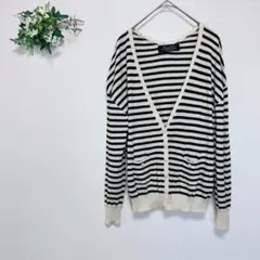 ADAM ET ROPE M ボーダー ニット カーディガン