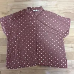 【新品未着用】UNIQLOユニクロ ドット柄シャツ レディースXXL　茶色