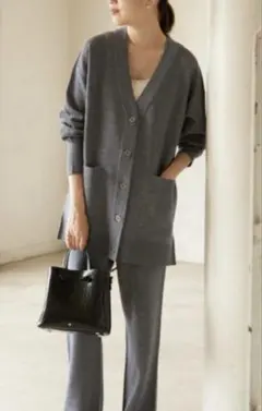 スローブイエナ　ウォッシャブルミラノリブカーディガン グレー