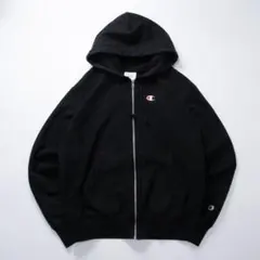 Champion　チャンピオン　リバースウィーブ　ジップパーカー　ブラック　無地